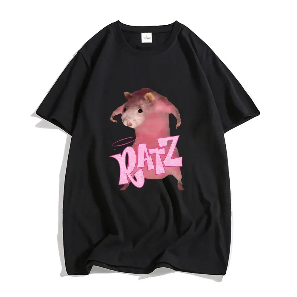 Camiseta con estampado de dibujos animados de ratón Ratz para mujer, ropa de calle informal a la moda, camiseta de manga corta con cuello redondo, ropa informal Y2k