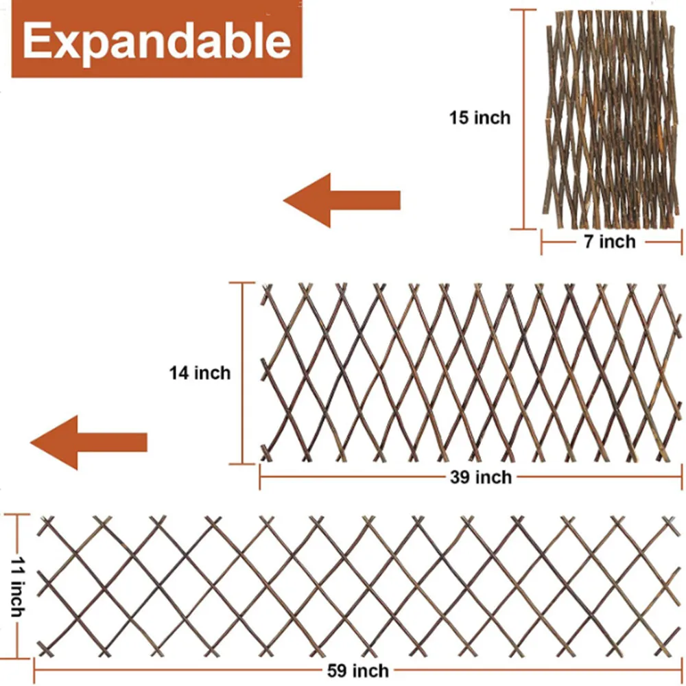 Expandable Plant Climbing Lattices Trellis Fence Screen Willow Fencing  for Climbing Plants Support