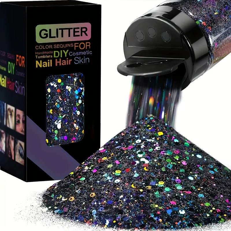 Holografische klobige Glitzer-Pailletten, 50 g, Laser-Glitzerflocken in verschiedenen Größen für DIY-Nagelhaar-Haut, Musikfestival