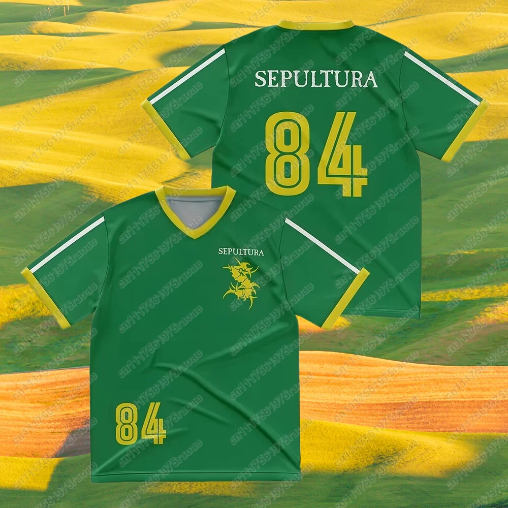 2026 Sepultura 84 Football Jersey Death Metal Band Pattern Breathable Summer Men's and Women's Clothing T-shirt FamilyMatching