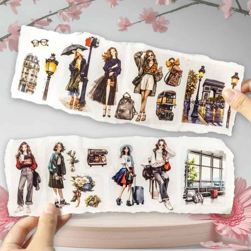 1 Rolle/3 RoII Luna's Paris Journey Series Reise-Thema, Szenenherstellung, Collage, Original-PET-Klebeband, 6 Stile