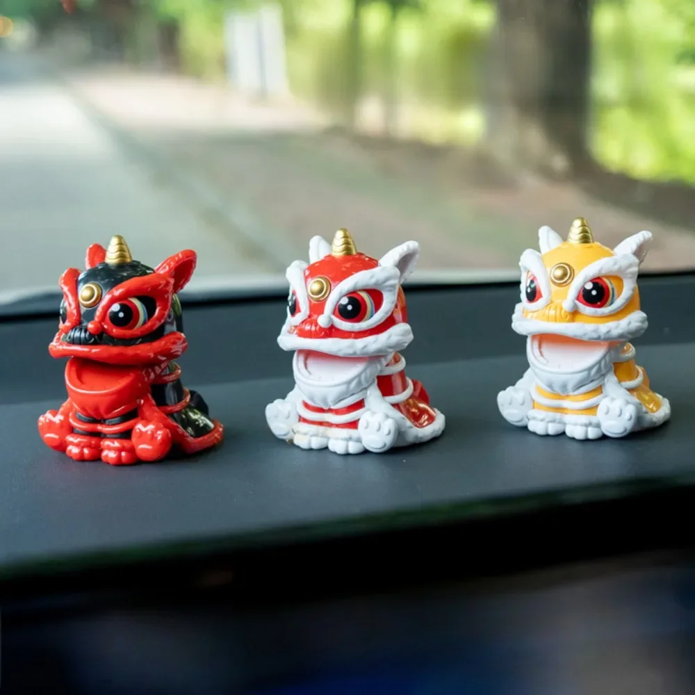 Hot Solar Energy Car Interior Ornaments Lion Dance Animal Doll Figurine Sway Model Automotive Dashboard Decorate Holiday Gifts