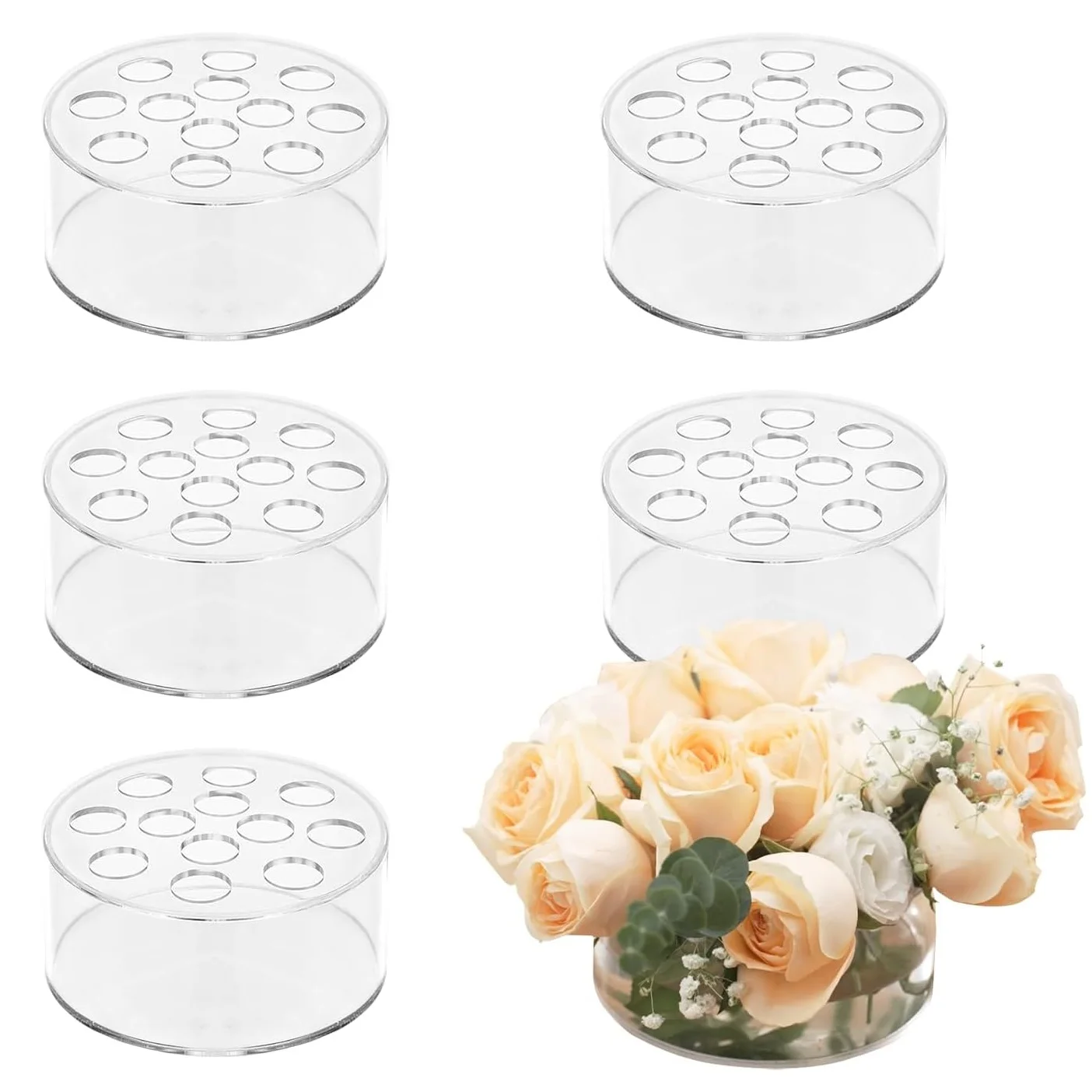 3/6/10 Pcs Acrylic Centerpieces for Tables，Floral Vases Centerpieces for Tableslow Flower Vase Holder with Holes for Home Party