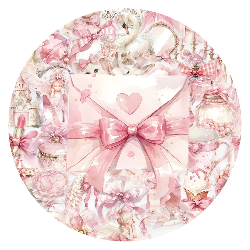 10/30/50pcs Pink Fairy Tale Ballet Girl Stickers Cute Cartoon Aesthetic Decals Scrapbook Luggage Phone Transparent PET Sticker