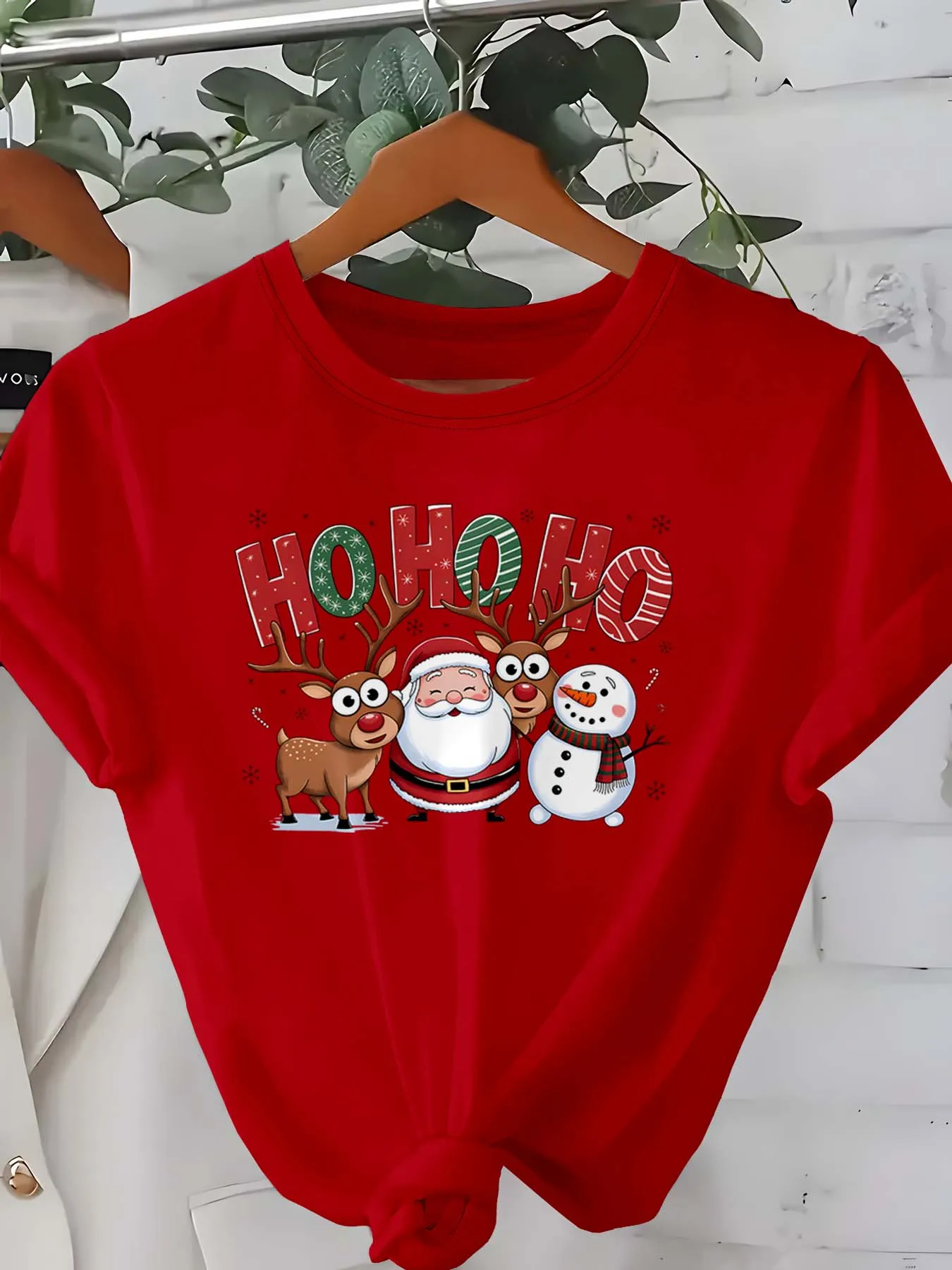 Indumento elegante di design natalizio con pupazzo di neve di renna di Babbo Natale allegro taglie forti