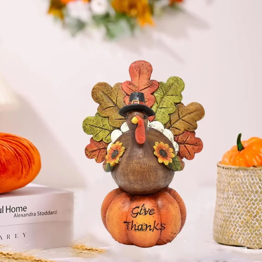 

Resin Thanksgiving Pumpkin Turkey Statue Funny Creative Pumpkin Ornament Exquisite Cute Miniature Figurine Sculpture Christmas