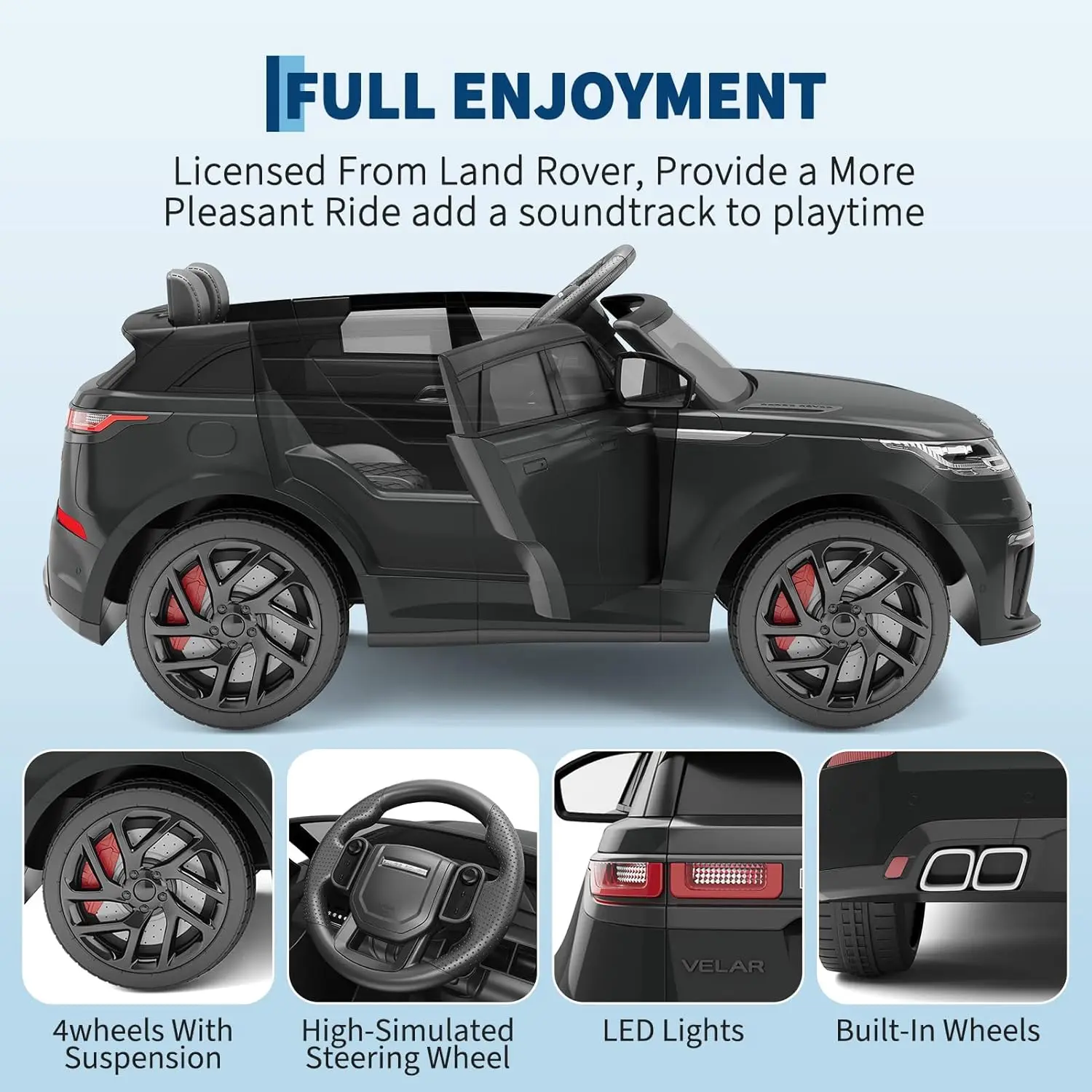 سيارة كهربائية للأطفال مزودة بجهاز تحكم عن بعد لعبة ركوب للأعمار من 4 إلى 8 سنوات مع مشغل MP3، يتميز بوضع هزاز وتشغيل قضيب السحب #3