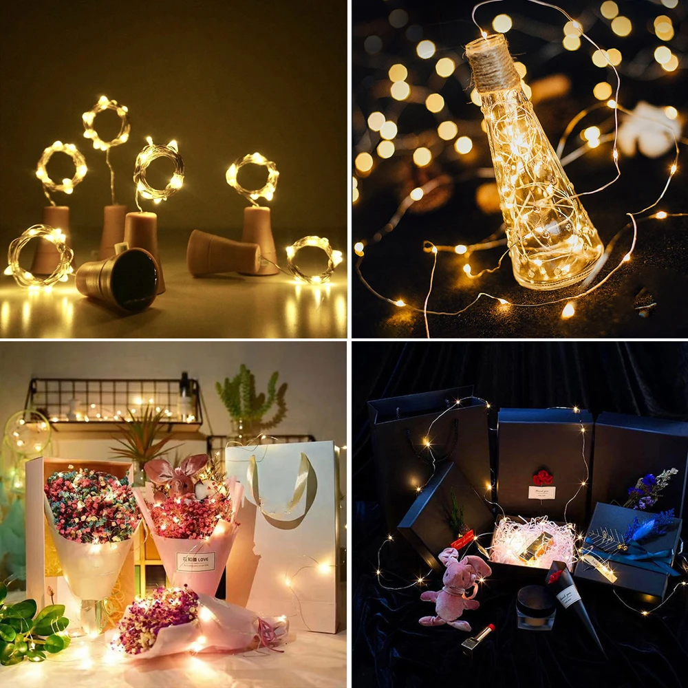 Solar Power Wine Bottle Lights LED Waterproof String Light outdoor Fairy Garland Lights Christmas Wedding bar hotel Decoration