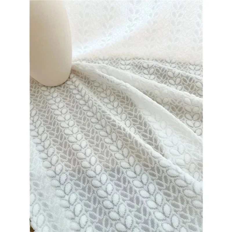 

Custom Size Embroidered Embossed Veil Luxury Tulle Cream White Curtains for Living Dining Room Bedroom Balcony Light White Tulle