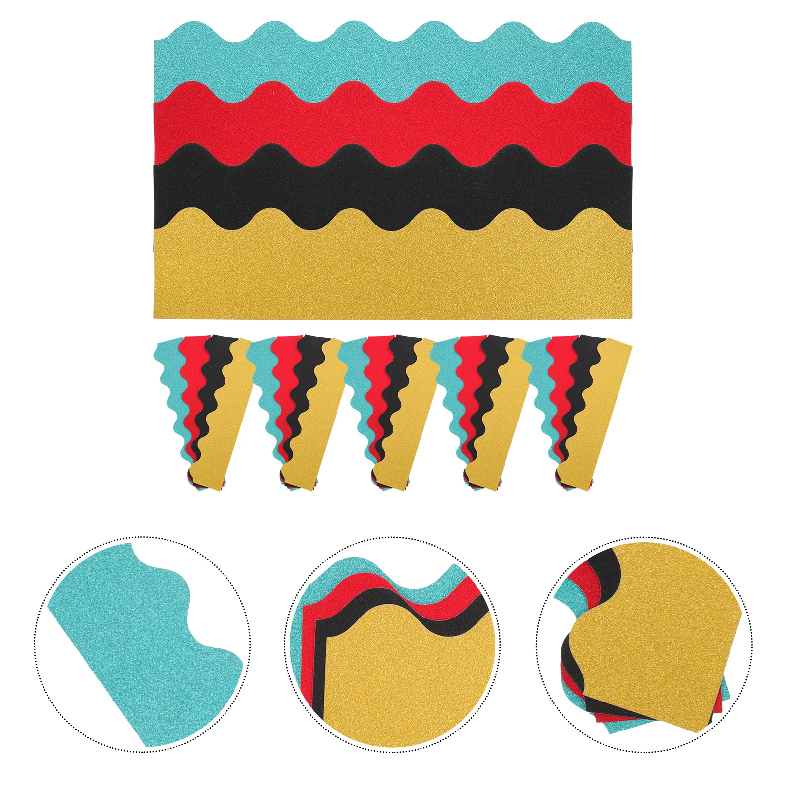 40 Uds. Tablón de anuncios de papel decorativo, borde brillante, decoración de pared para fiesta, Festival, aula, tablero con purpurina, bordes festoneados