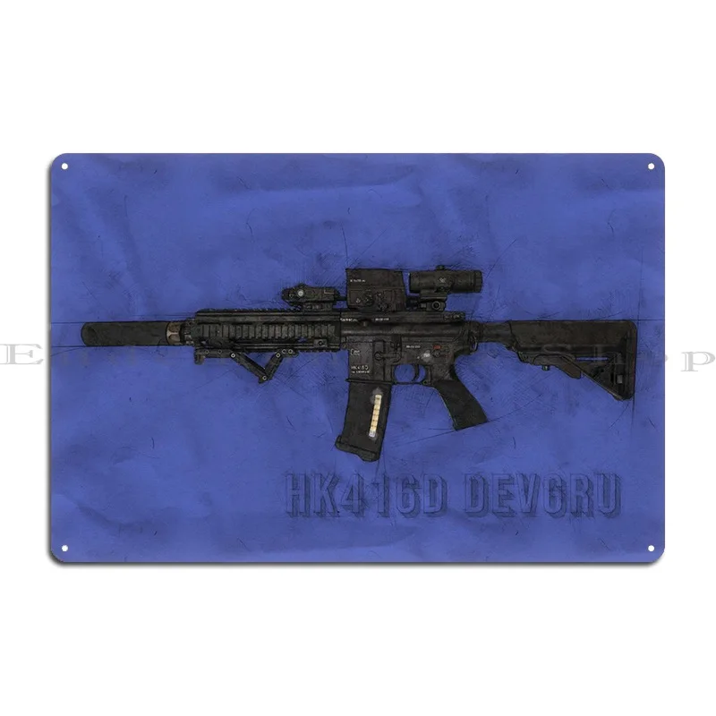 Hk 416 Devgru Sketch Metal Signs Rusty Wall Decor Pub Personalized Wall Decor Tin Sign Poster