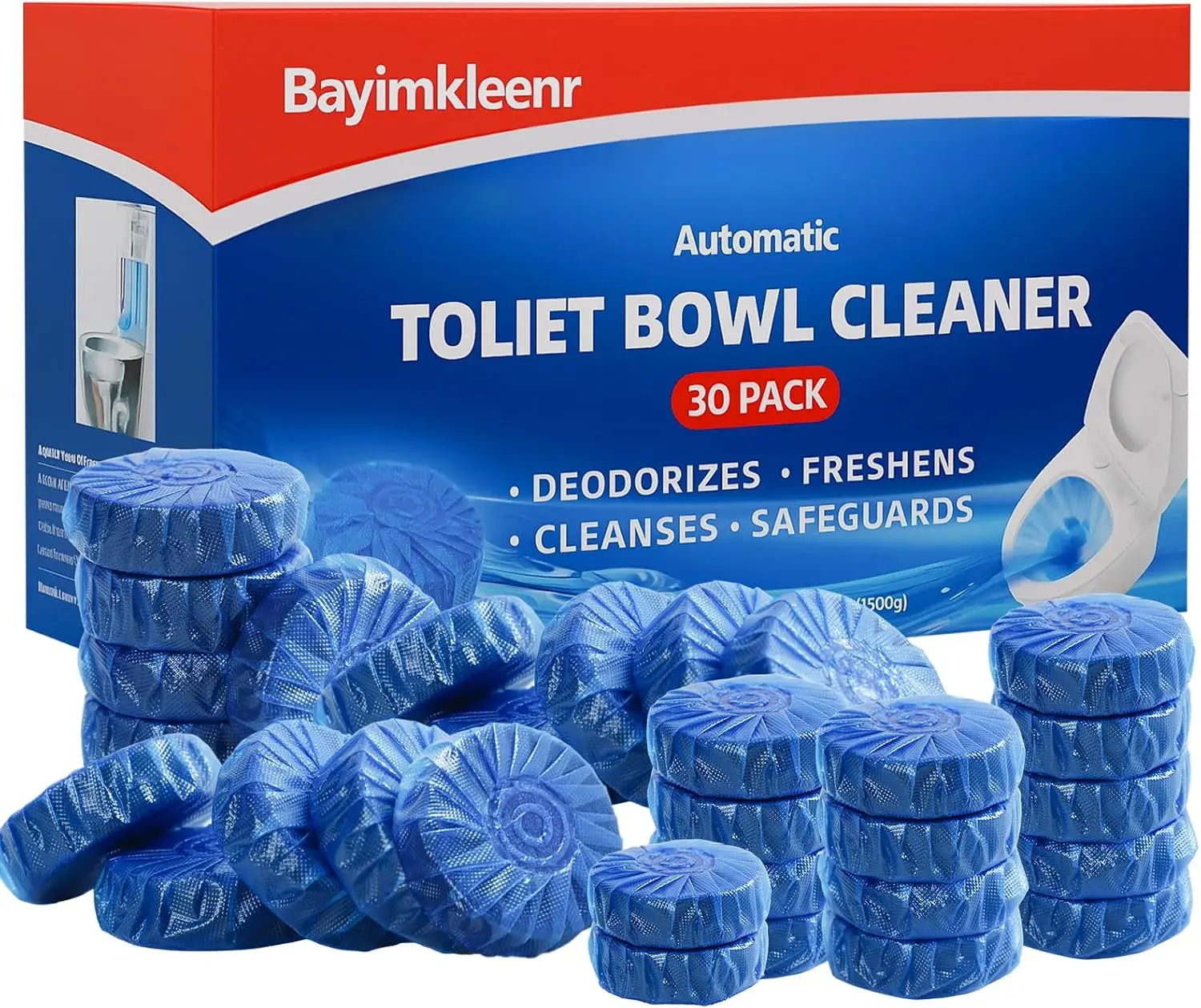 

Automatic Toilet Cleaner Tablets, Septic Tank Safe, Removes Hard Water Rings and Stains, Deodorizes