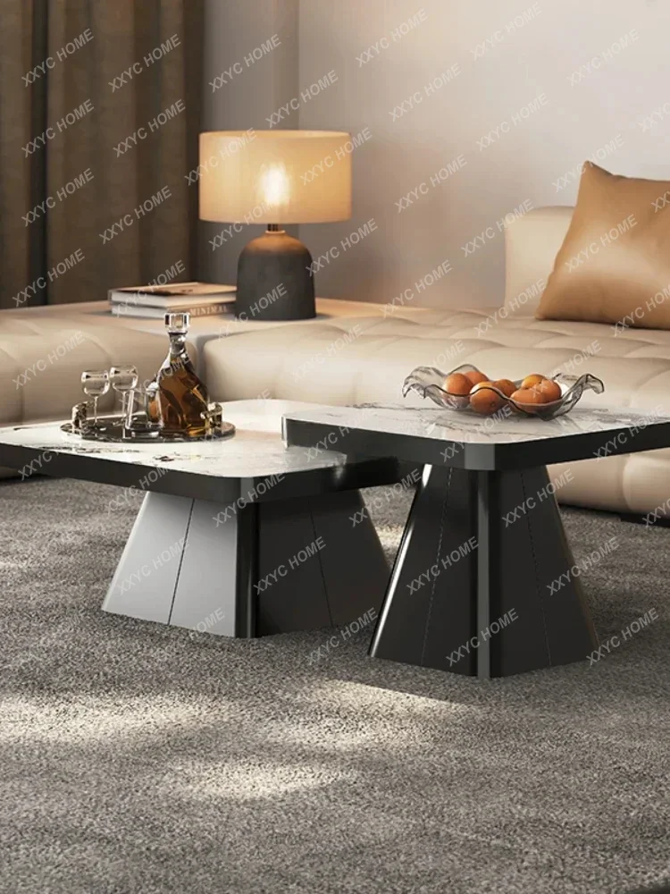 A  Rock slab coffee table suspended square high-end light luxury high-end sense 2024 new model