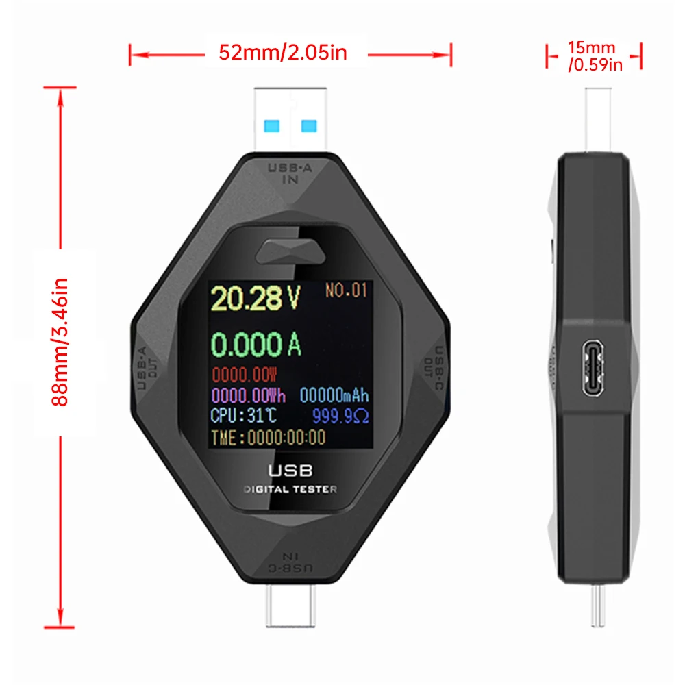 เครื่องทดสอบแรงดันไฟฟ้าแบบ USB ชนิด C 7A 3.6 ~ 32โวลต์, เครื่องทดสอบมิเตอร์วัดกระแสไฟฟ้าอเนกประสงค์เครื่องวิเคราะห์การชาร์จไฟเร็วเครื่องมือทดสอบ
