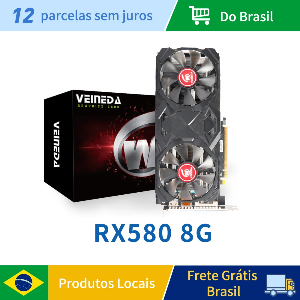 Tarjeta gráfica VEINEDA RX580 8GB PC Gaming GDDR5 256Bit PCI Express 3,0 × 16 GPU tarjeta de vídeo de ordenador placa de video