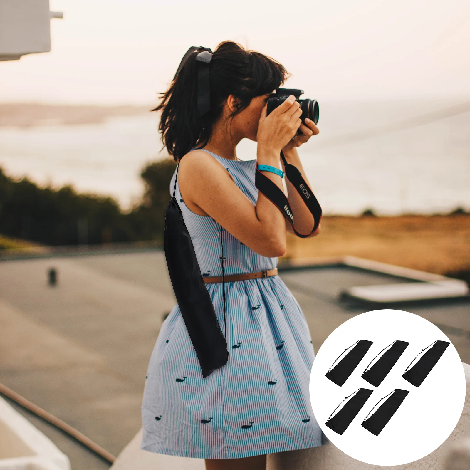 

5Pcs Tripod Carrying Case Nylon Storage Bag Portable Camera Tripod Organizer Lightweight Drawstring Bag Photography Equipment