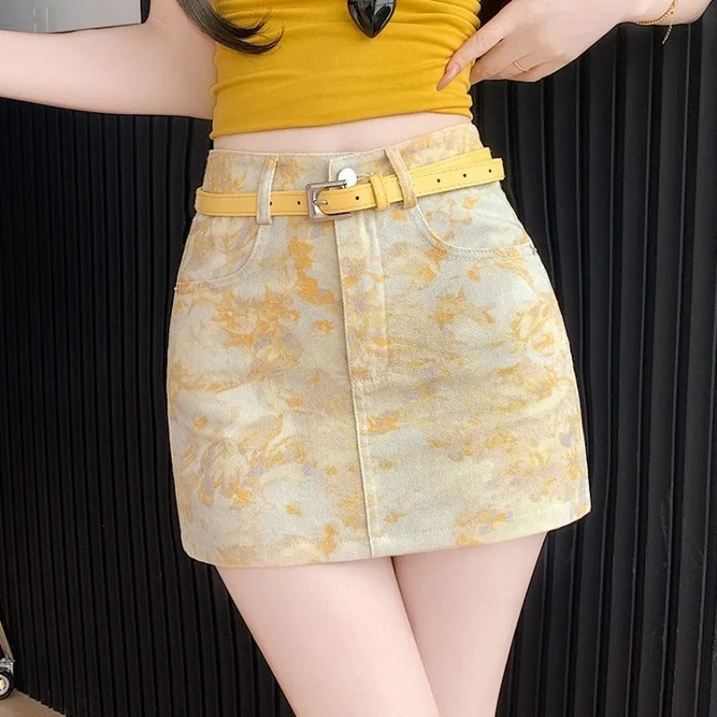 

Tie-dye Printed Skirt for Women New Summer Fashion High Waist A-word Hip Skirt