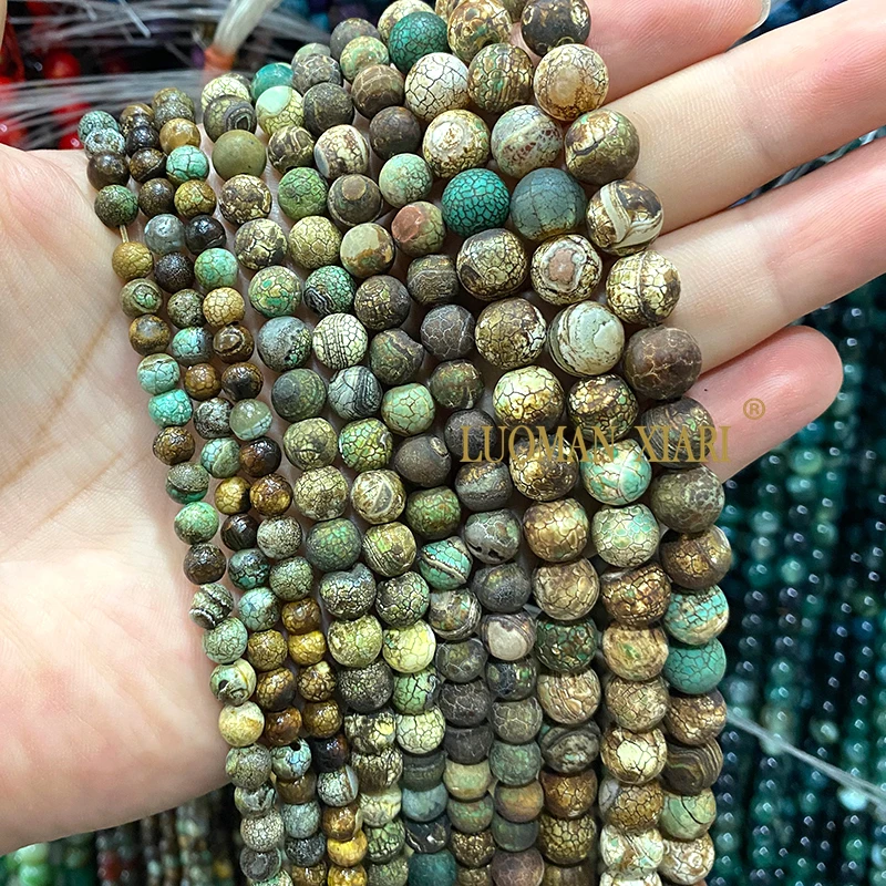 الأصفر ماتي العقيق القديم الجزع الحجر الطبيعي خزر عازل لصنع المجوهرات Diy بها بنفسك أقراط سوار Charms اكسسوارات 6 8 10 مللي متر 15''