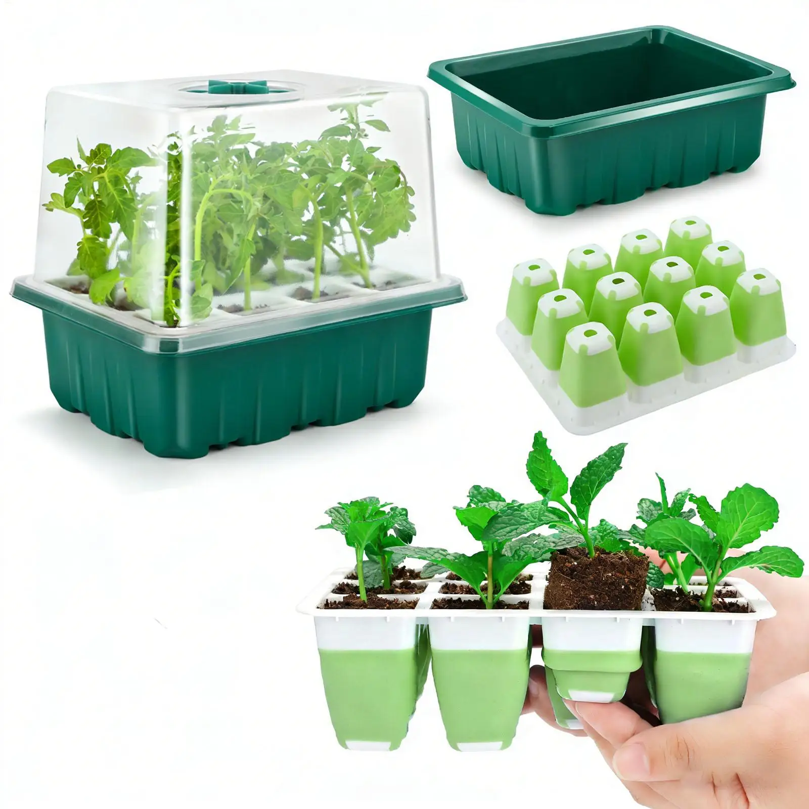 12-Cell Silicone Seedling Starter Trays Reusable Planting Grow Kit Indoor Gardening Tray for Home Apartment Women Beginners - view 6