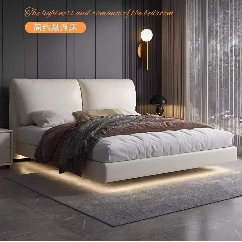 سرير معلق للأذن 1.8 متر غرفة نوم رئيسية مزدوجة 1.5 متر سرير فاخر خفيف وحديث وبسيط #4