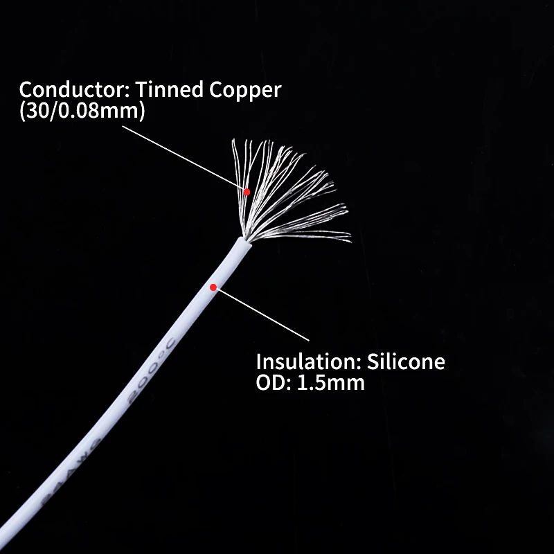 Copper Wire 24AWG Super Soft Silicone Rubber Insulation High Temperature Flexible Heat-Resistant DIY Lighting Electronic Cable