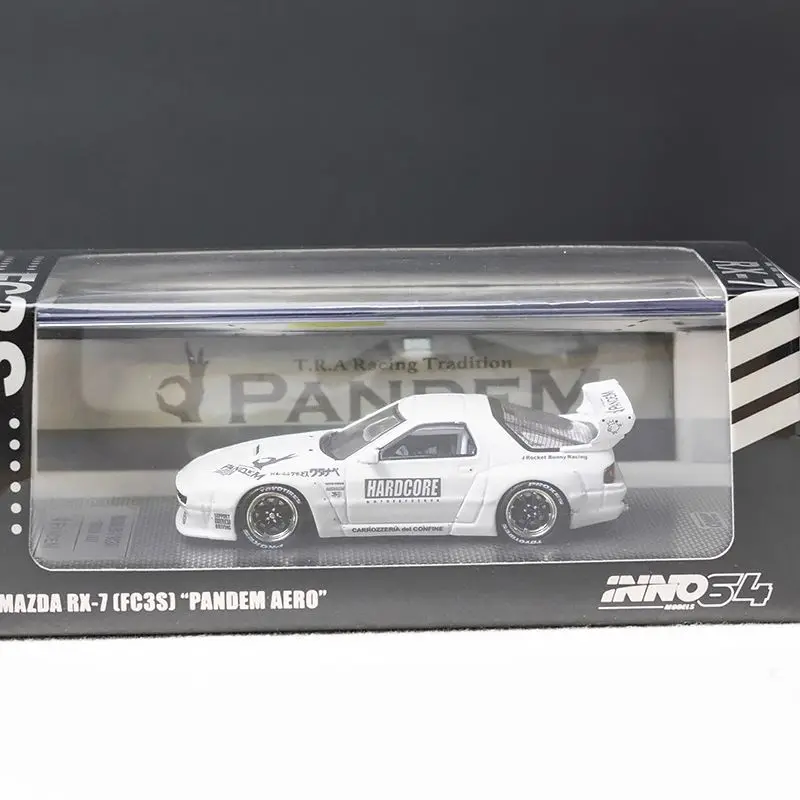 Diecast inno escala 1:64 mazda rx7 fc3s foguete coelho pandem liga modelo de carro brinquedo colecionável presente lembrança exibição ornamento