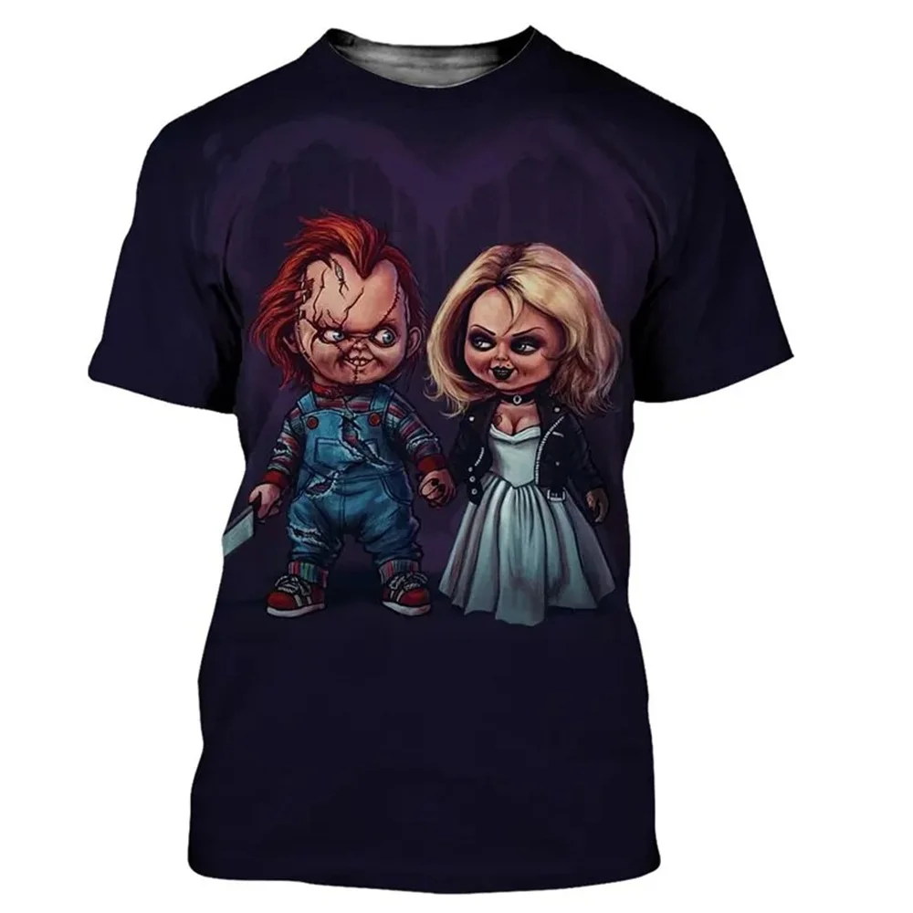 Summer Horror Chucky 3d Printed Children Tshirts Boys Girls Casual Fashion Oversized Short Sleeve Tees Tops Kids Adults Clothing