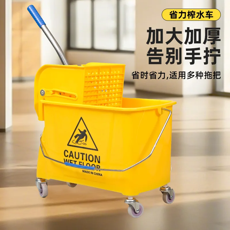 

Suitable forWater truck mop bucket squeeze bucket free hand washing mopping bucket hotel washing pressing water clea