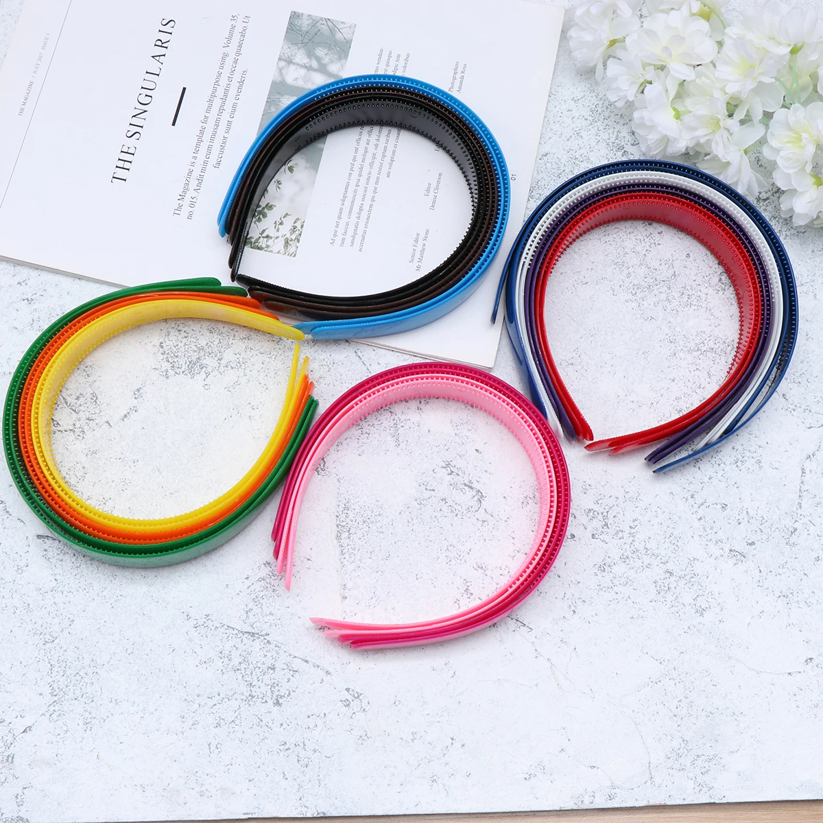 

24 Pcs Anti-slip Hairband Candy Color Durable Comfortable Woman Hair Hoop Accessory Handmade Buckle Girls