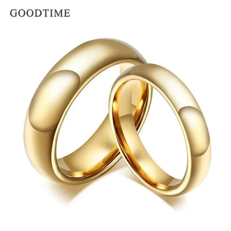 Fashion Tungsten Carbide Ring Gold Color Wedding Band For Couple Lover Party Jewelry Engagement  Anniversary Gift For Men Women