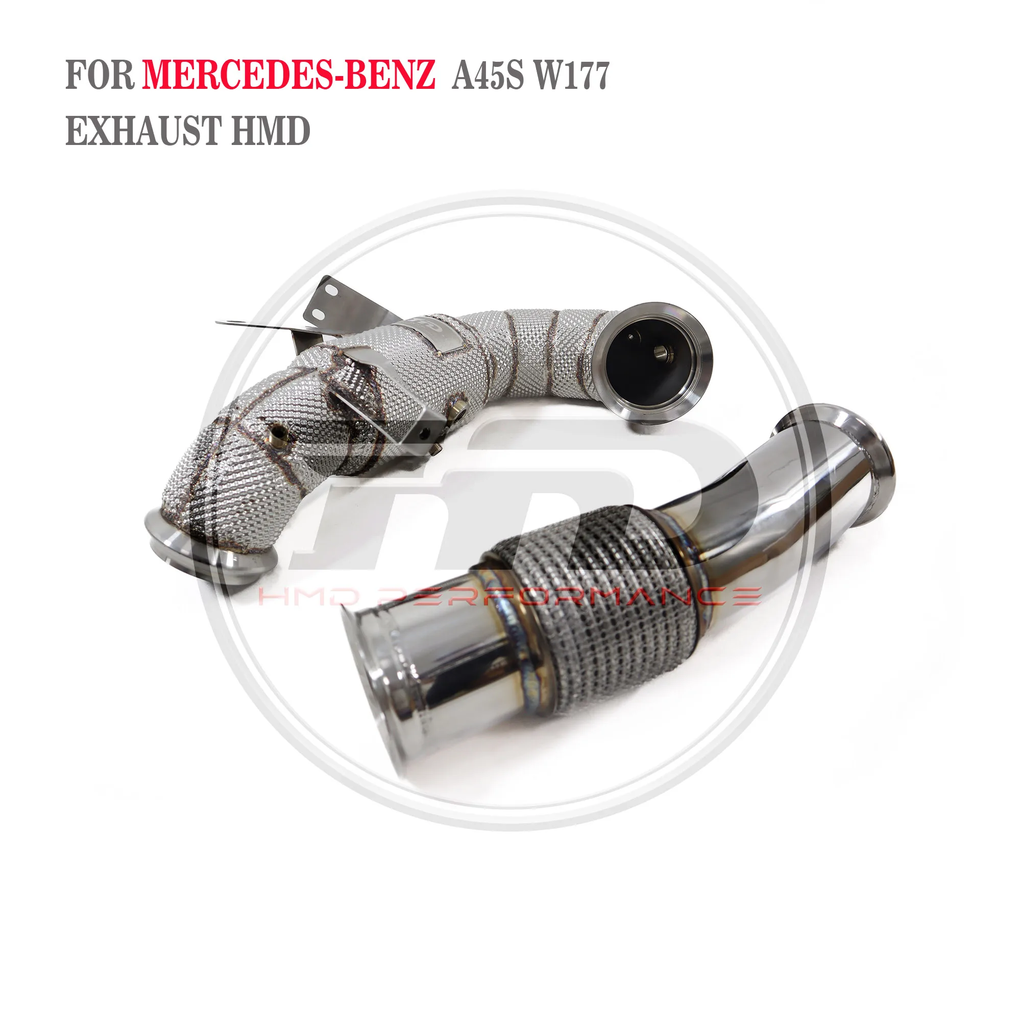 HMD Exhaust System High Flow Performance Downpipe for Mercedes Benz AMG A45S W177 2.0T 2019+ With Heat Shield Racing Pipe