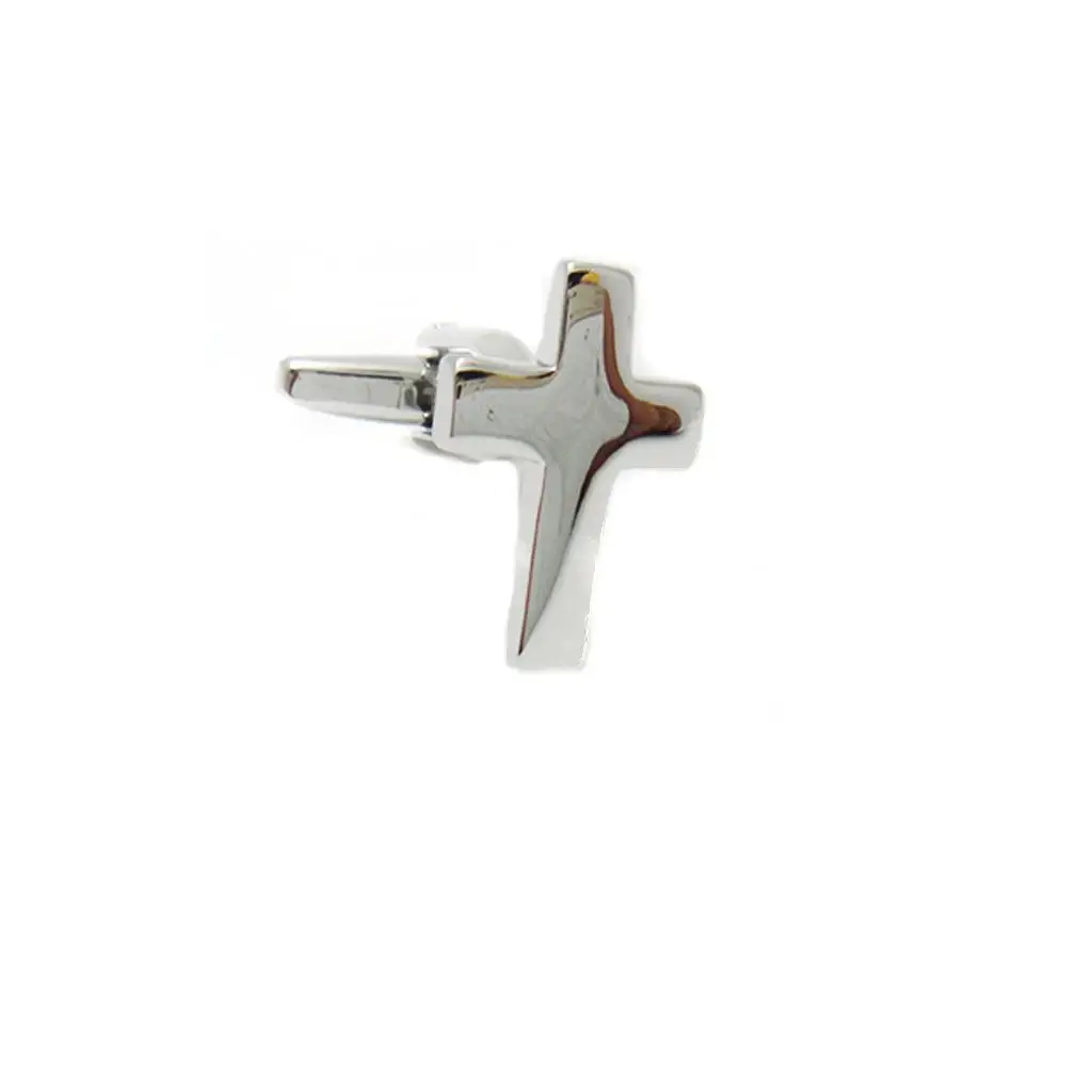 Silver Cross Cufflinks for Men Spiritual Brass Cuff Links Elegant Luxury Design for Formal Wedding Church Shirt