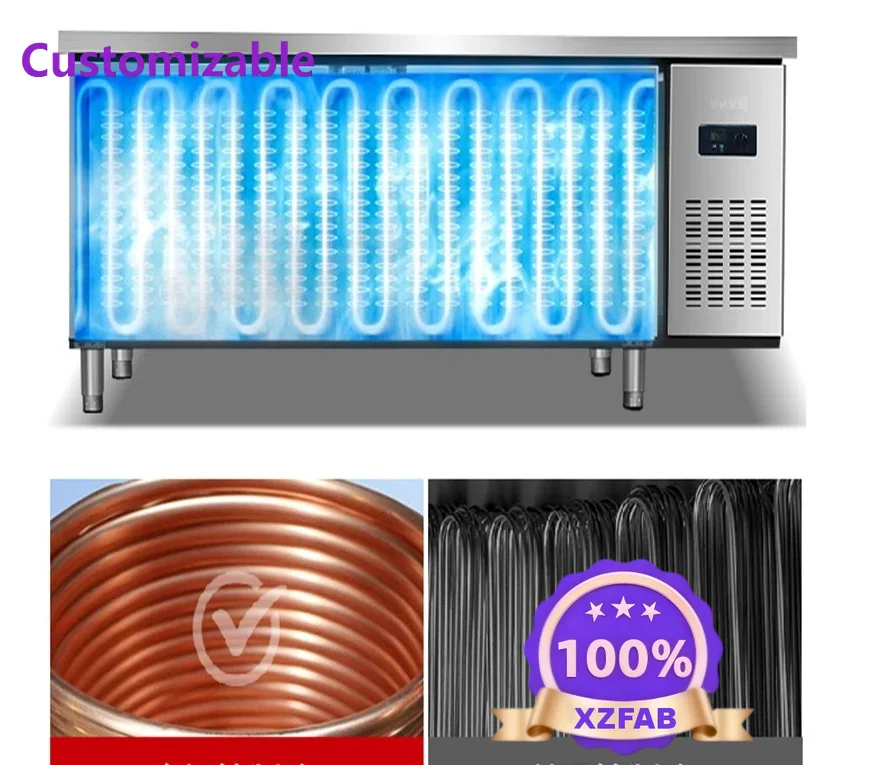 Factory Direct 2026 Commercial Kitchen Stainless Steel Horizontal Flat Freezer Refrigerator Refrigeration Freezing Double Temper