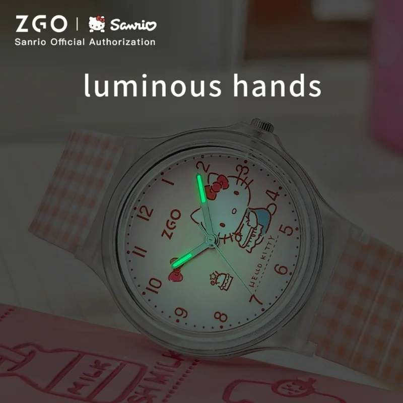 ZGO Sanrio Kuromi Kids Watch Girls Student Cute Luminous Waterproof Purple Quartz Watch Gift 337