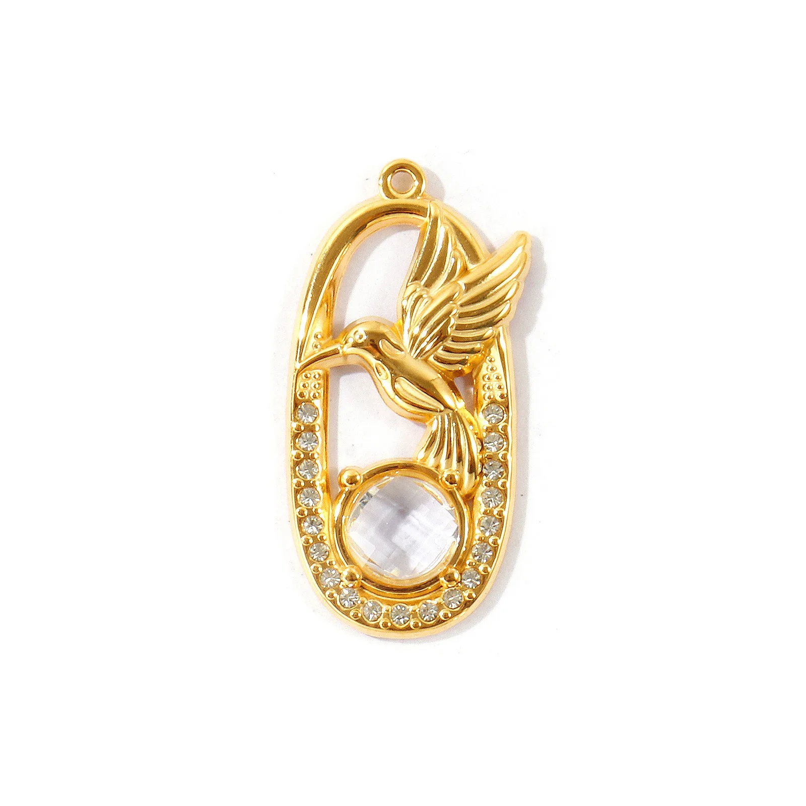 2 Stück Mikro-Pavé-Strass-Stern-Kolibri-Katzen-Anhänger aus 304 Edelstahl, 18K vergoldet, für DIY-Halsketten und Schmuckherstellung – Detail 2
