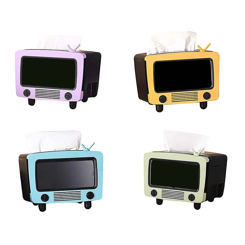 TV Tissue Box Multi Functional Creatives Tissue Box Holder With Cell Phone Slot Decoration Tissue Holder Home A Easy To Use