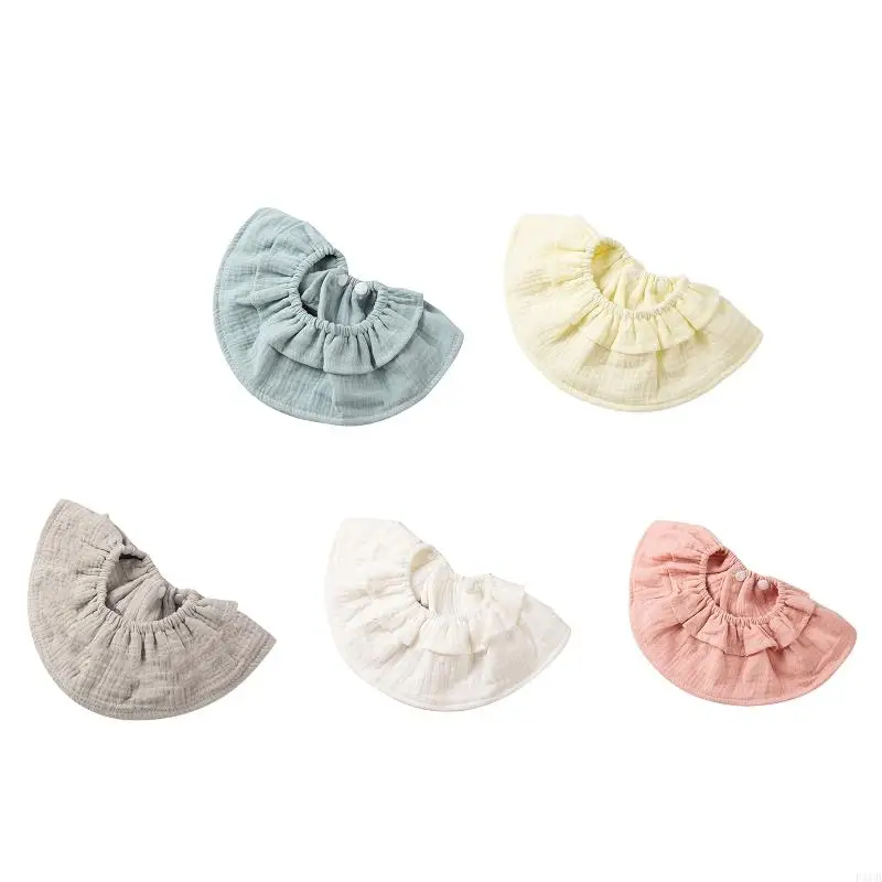 F1CB Baby Feeding Drool Bib Saliva Towel Soft Crepe 360 Degree Rotation Burp Cloth Collar Decoration Scarf for Newborn Toddler