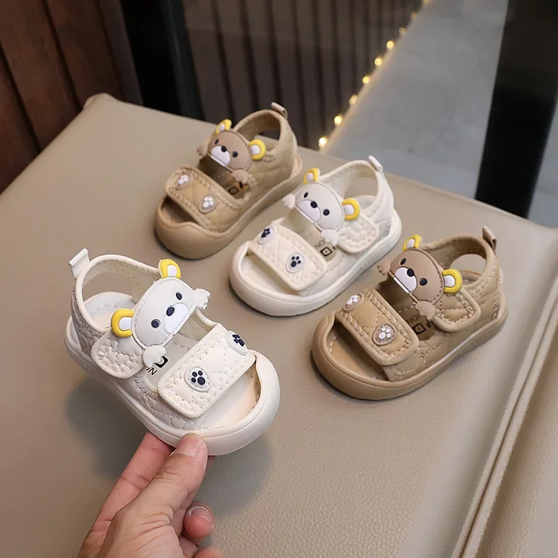 

Toddler Sandals Summer Baby Beach Shoes Cute Cartoon Bear Infant Sandals Protect-toe Unisex Baby Boy Girl Sandals