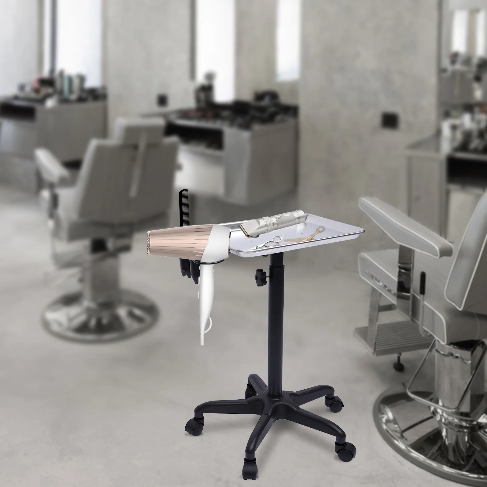 Salon Tray, Height Adjustable Salon Tray on Wheels, Hair Color ServiceTray Durable and Non-Rusting