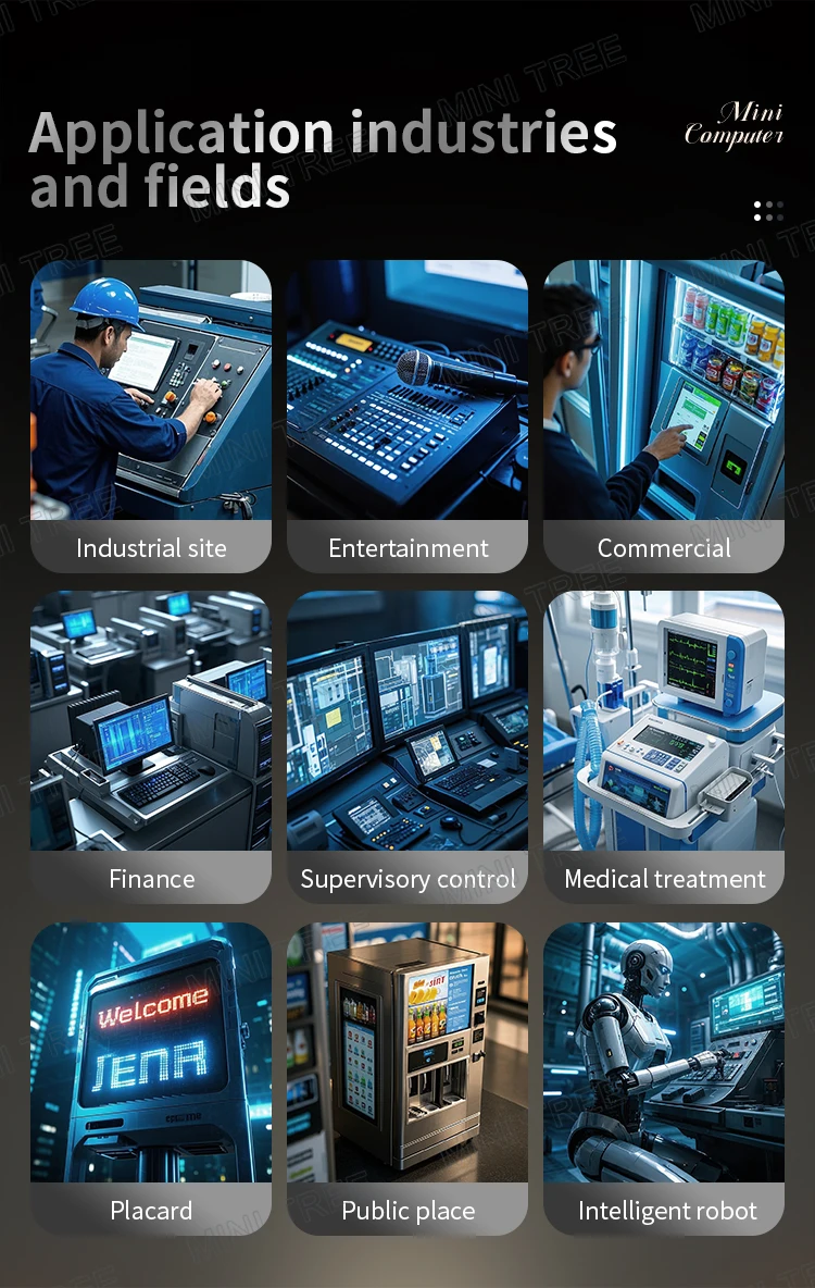 Intel N100 Industrial Mini Computer 2xRS232 COM Dual HD Network Windows Celeron J6412 Fanless Mini PC Home Office Commercial Use