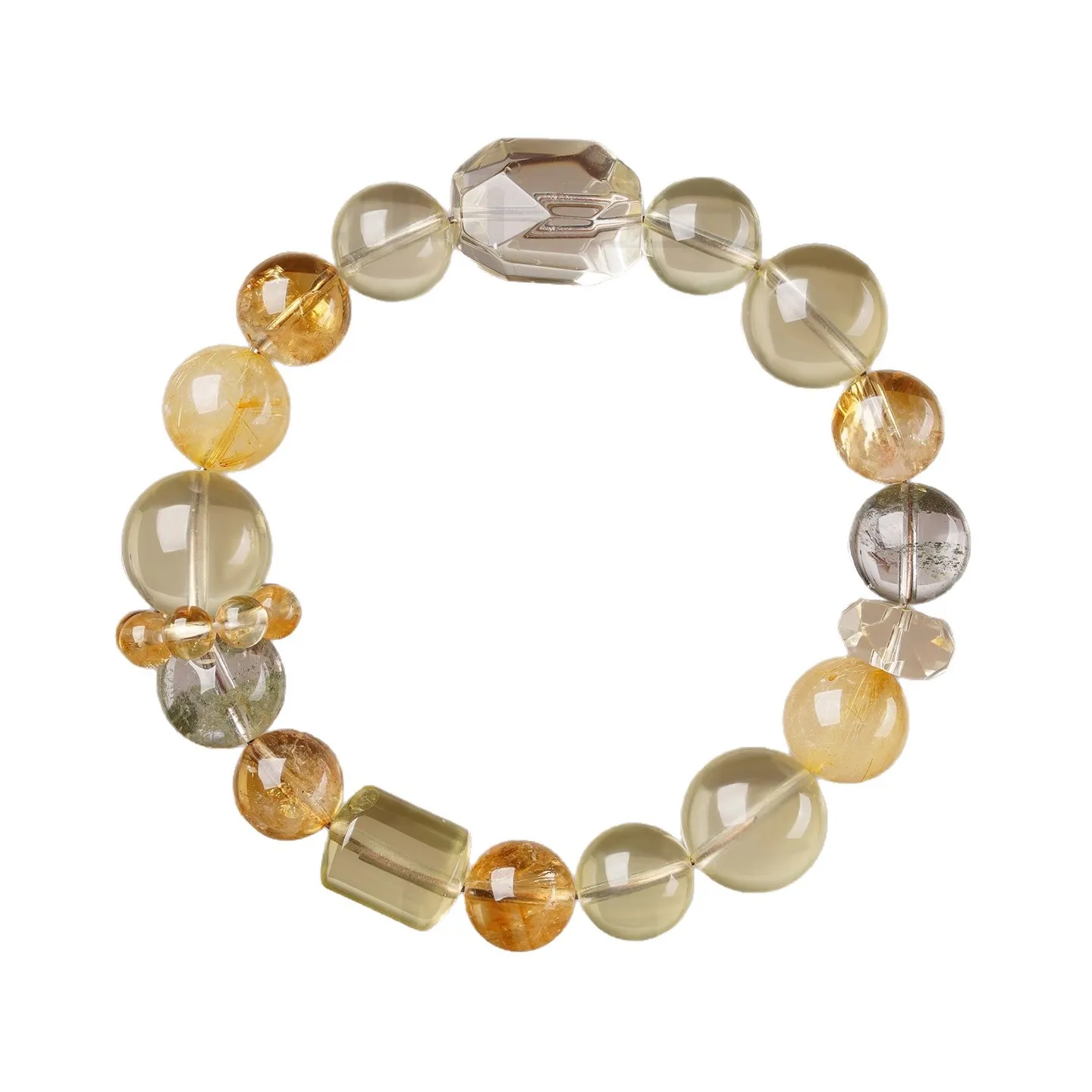 Natural Yellow Crystal Bracelet Women Green Phantom Golden Rutilated Quartz Beaded Prosperity Bracelet Niche Design For Men Gift