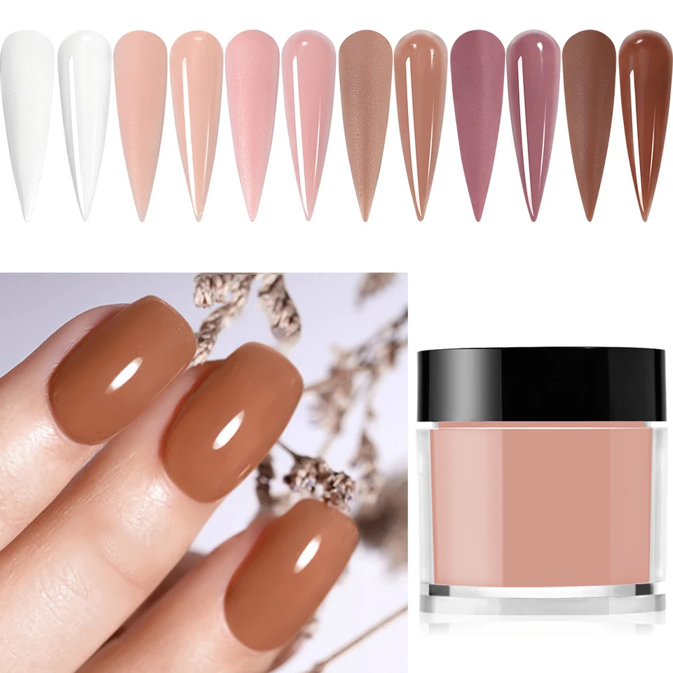 Set de 6 colores de polvo acrílico profesional para uñas, rosa, transparente, blanco, nude, polímero para extensión de uñas, tallado 3D, francés 6