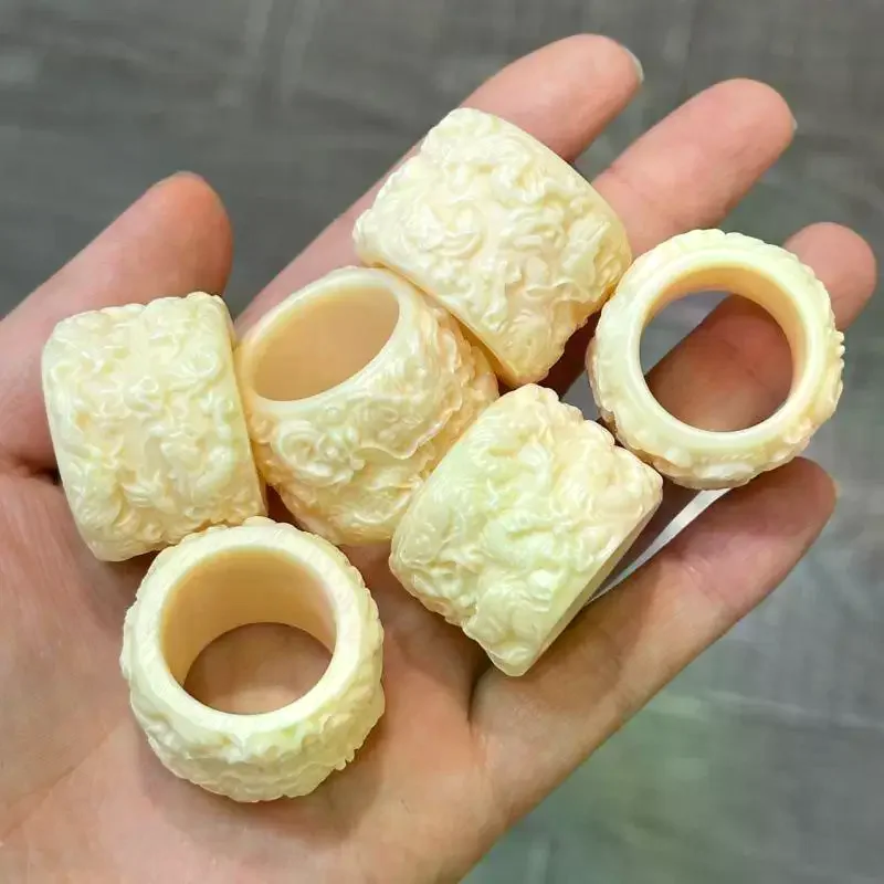 Ivory Fruit Like Carved Dragon Thumb Ring Exquisite Details Perfect For Daily Wear Collection And Traditional Gifts