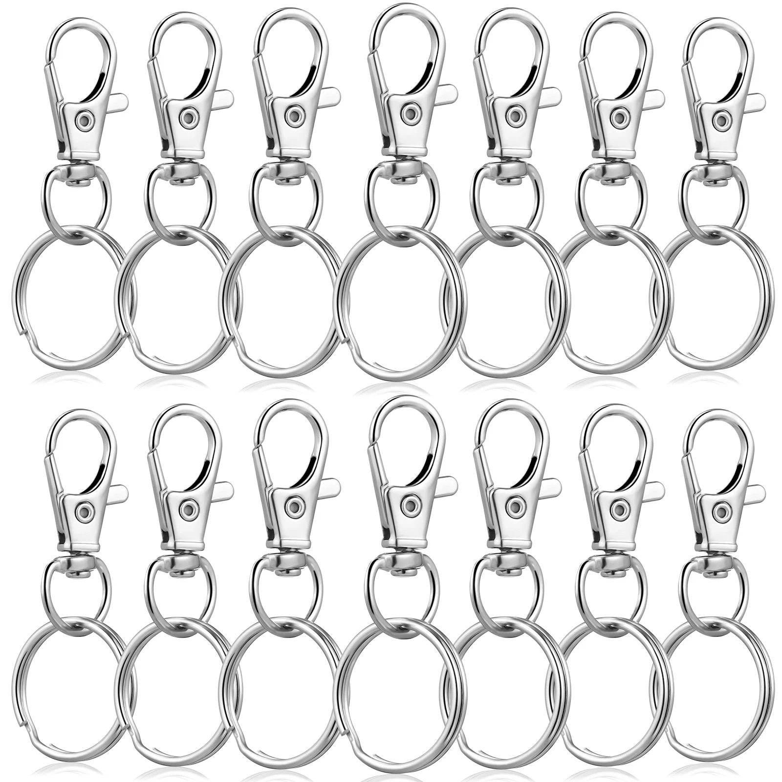 60 Sets Dog Key Ring Clips Small Keychains Lanyards Crafts Keyring Heavy Duty for Swivel Lobster Snap Hook