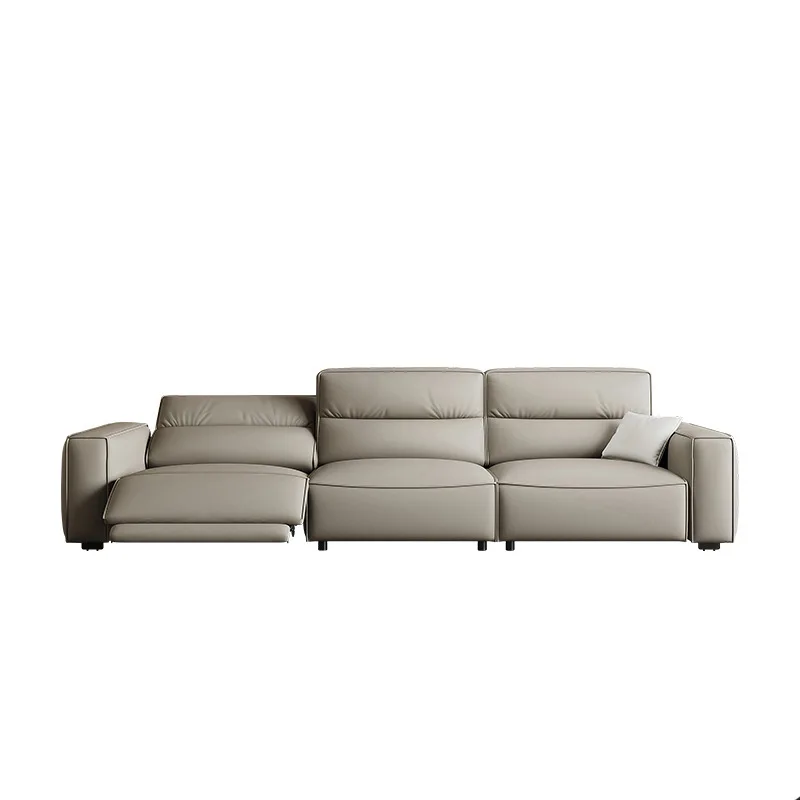 Electric multifunctional leather sofa Italian minimalist first-class space capsule straight row first-layer cowhide tofu sofa