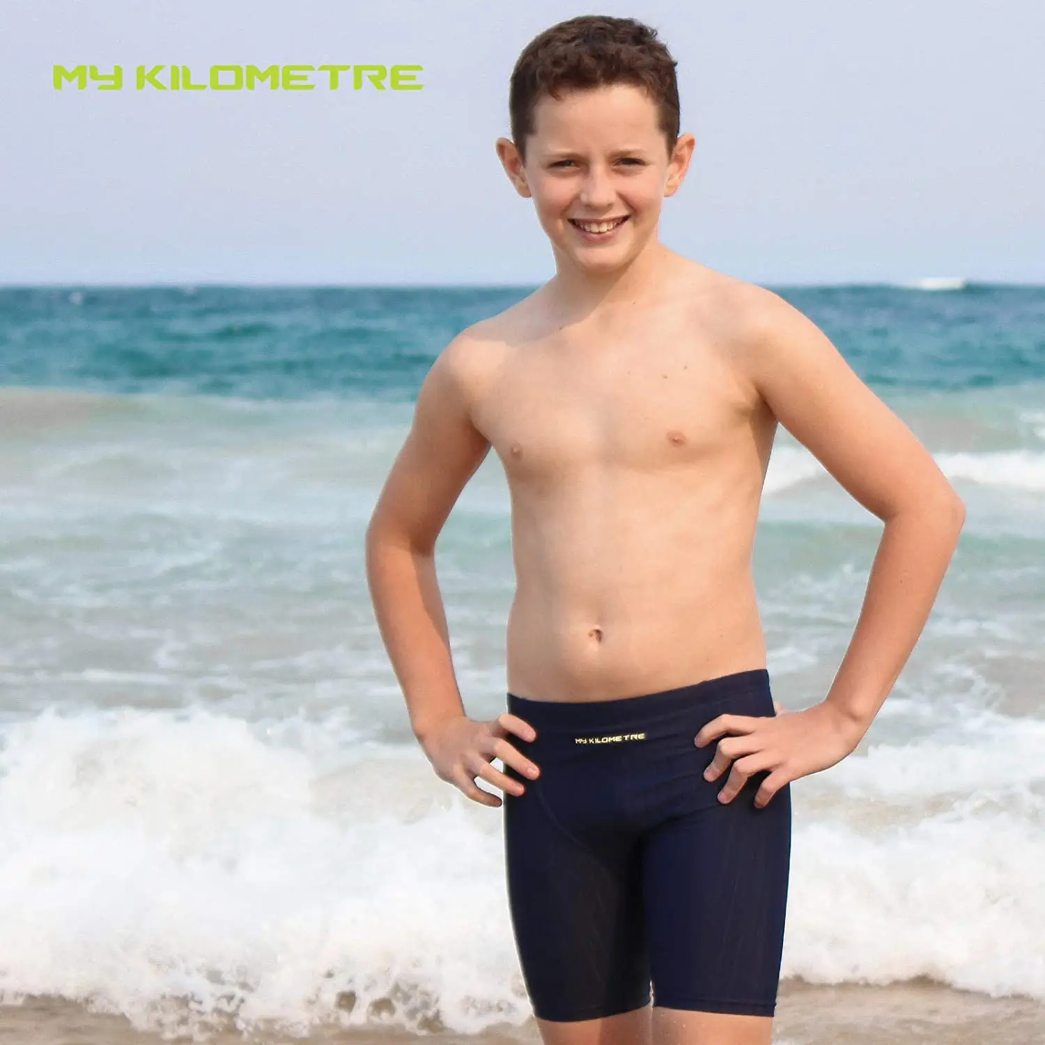 MY KILOMETRE Boys' Jammers Youth Competitive Swim Team Suit Quick Dry Athletic Kids Swimsuit Endurance Training Swimming Shorts