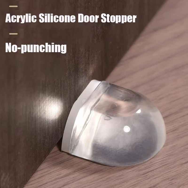 1/2Pcs Transparent Door Stopper Holder Punch-Free Self-Adhesive Wall & Furniture Protector for Home Use