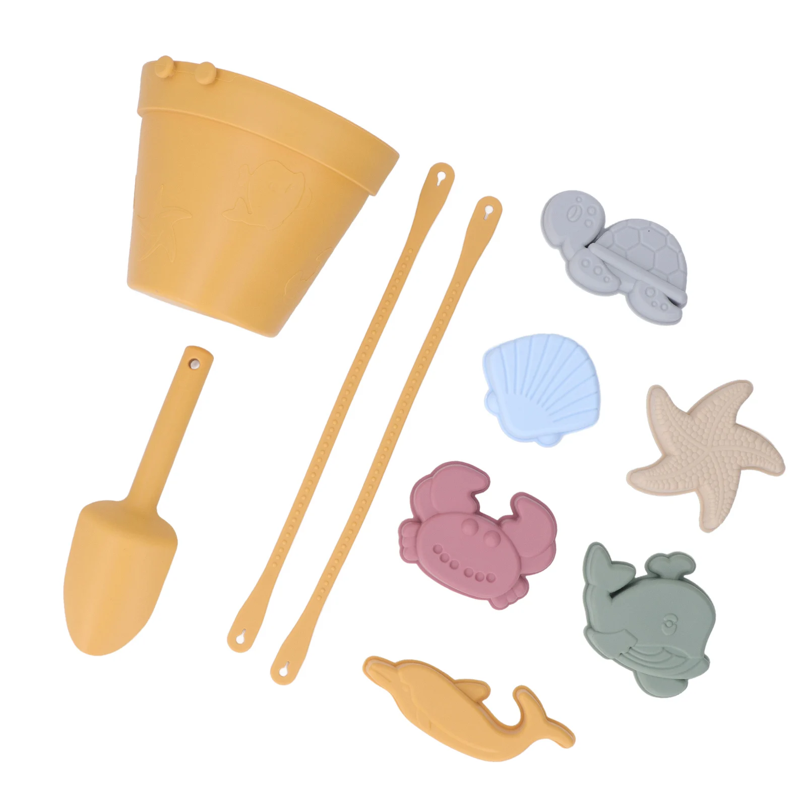 ZK20 Silicone plage seau jouet ensemble interactif léger Portable enfants plage jouets ensemble pour l'été jaune