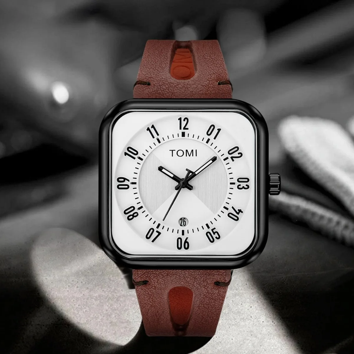 Men's Minimalist Quartz Watch Large Dial Korean Style PU Leather Strap Elegant Casual Business Wristwatch for Men Women