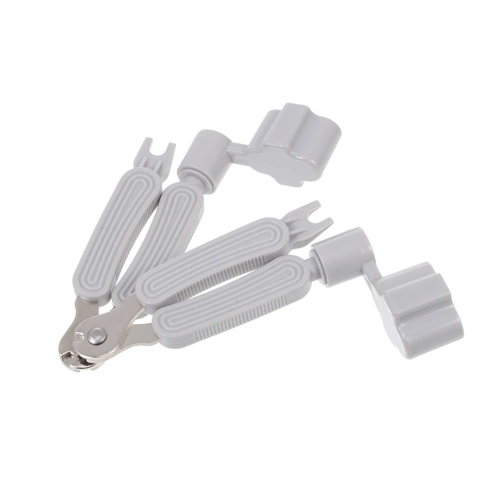

2 Pcs Guitar String Winder High Strength Plastic Metal Multifunctional Tool Light Grey Includes Scissors Bridge Pin Puller